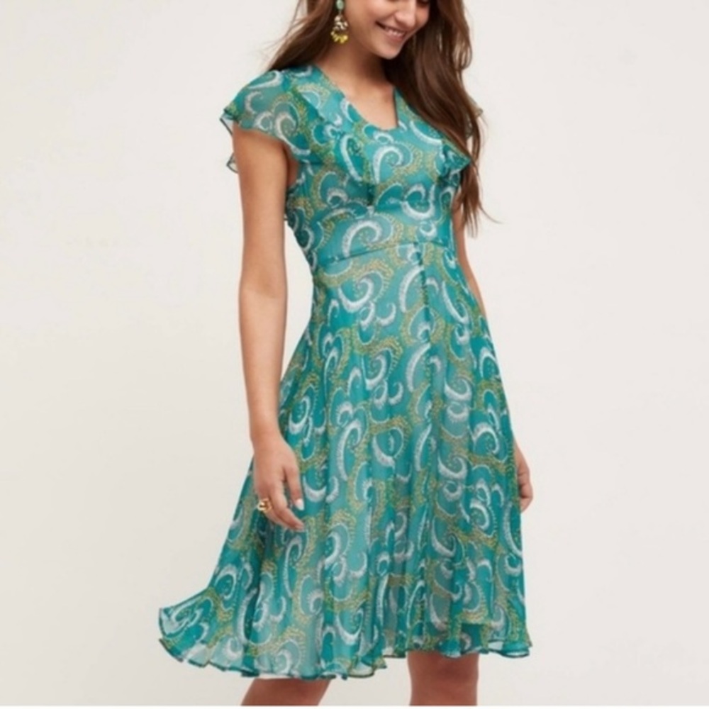 Anthropologie HD‎ In Paris Concerto Silk Dress 0